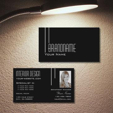 elegant black white with photo professional modern business invitations