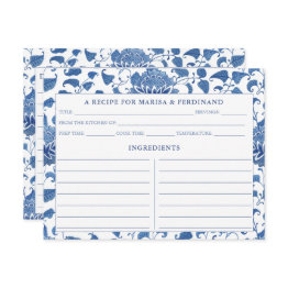 Small Elegant Blue And White China Pattern Recipe Invitations Front View