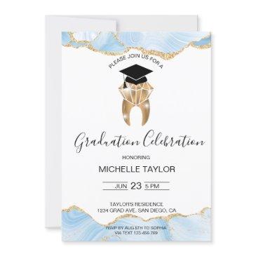 elegant blue grad dental dentist graduation party invitation