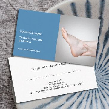 elegant blue photo podiatrist appointment invitations