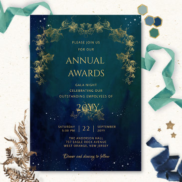 elegant blue starry night awards / gala night  invitation