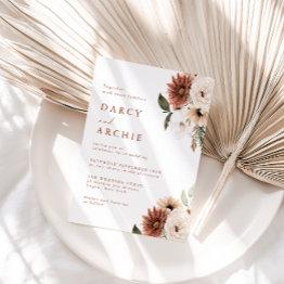 Small Elegant Bohemian Floral All Seasons Wedding Invitation Front View