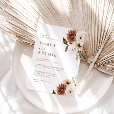 elegant bohemian floral all seasons wedding invitation