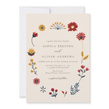 elegant boho hygge floral photo wedding invitation