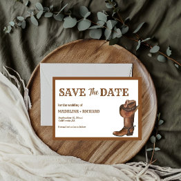 Small Elegant Boho Western Cowboy Wedding Save The Date Invitation Front View