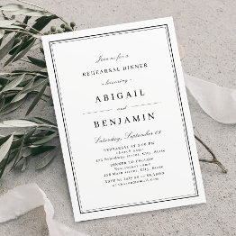Small Elegant Borders Gold Minimalist Rehearsal Dinner Invitation Front View