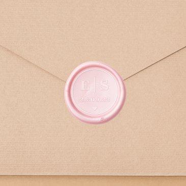 elegant bride groom initials wedding date heart wax seal sticker