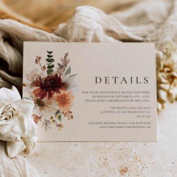 elegant burgundy floral wedding details invitations