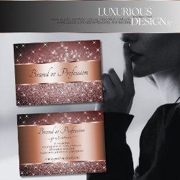 Small Elegant Burgundy Glitter Stars Rose Gold Border Business Invitations Front View