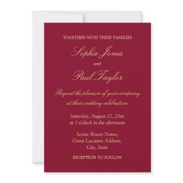 elegant burgundy golden beige wedding invitation
