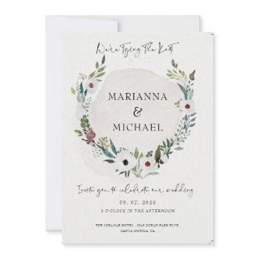 elegant burgundy greenery thin script wedding