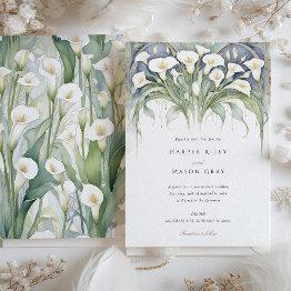 Small Elegant Calla Lily Wedding Delicate Pastel Florals Invitation Front View