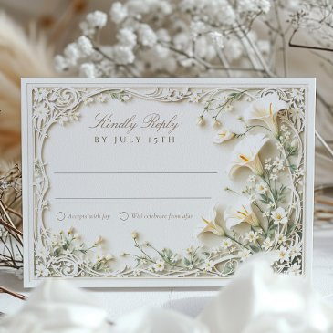 elegant calla lily wedding rsvp invitations