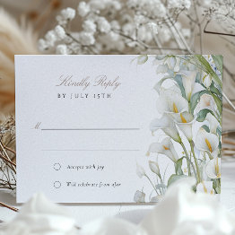 Small Elegant Calla Lily Wedding Rsvp Invitations Pastel Front View
