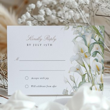 elegant calla lily wedding rsvp invitations pastel