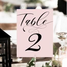 Small Elegant Calligraphy Classic Wedding Table Number Front View