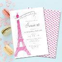 elegant calligraphy eiffel paris minimal sweet 16 invitation