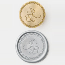 Small Elegant Calligraphy Initials Wedding Envelope Wax Seal Stamp Front View