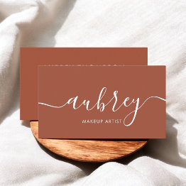 Small Elegant Calligraphy Modern Terracotta Business Invitations Front View