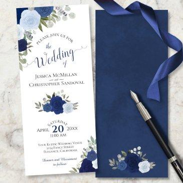 elegant calligraphy rustic blue boho roses wedding invitation