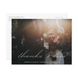 Small Elegant Calligraphy Script Photo Thanks Wedding Postinvitations Front View