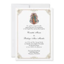 Small Elegant Catholic Virgin Guadalupe Wedding Invitation Front View