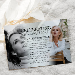 Small Elegant Celebration Of Life Before & After Photo Invitation Front View