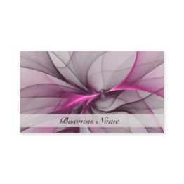 Small Elegant Chaos Modern Abstract Pink Fractal Art Business Invitations Front View