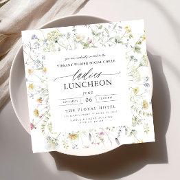 Small Elegant Charity Lunch Floral Wildflowers Invitation Front View