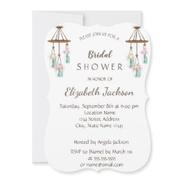 Small Elegant Chic, Wind Chimes Bridal Shower Invitation Front View