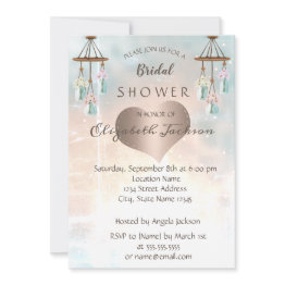 Small Elegant Chic Wind Chimes, Heart Bridal Shower Invitation Front View