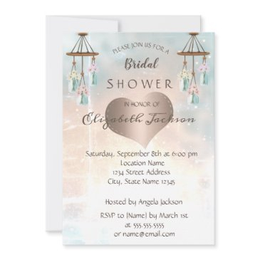 elegant chic wind chimes, heart bridal shower invitation