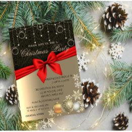 Small Elegant Christmas Balls, Corporate Christmas Party Invitation Front View