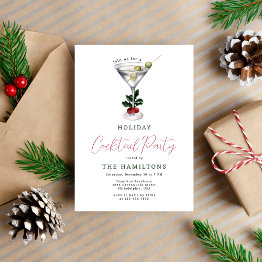 Small Elegant Christmas Martini Holiday Cocktail Party Invitation Front View