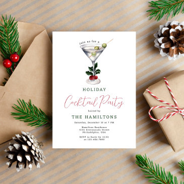 elegant christmas martini holiday cocktail party invitation