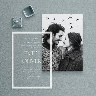 elegant classic white frame white overlay wedding acrylic invitations