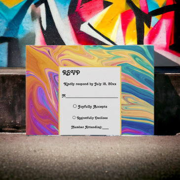 elegant colorful seamless abstract modern wedding rsvp invitations