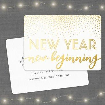 elegant confetti new beginning happy new year foil holiday invitations