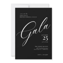 Small Elegant Corporate Black Tie Calligraphy Gala Invitation Front View
