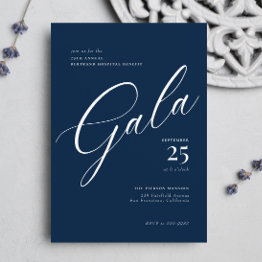 Small Elegant Corporate Black Tie Calligraphy Gala Invitation Front View