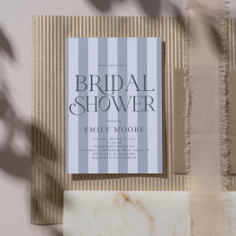 Small Elegant Country Club Stripes Bridal Shower Invitation Front View