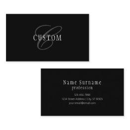 Small Elegant Customizable Monogram | Black Grey White Business Invitations Front View