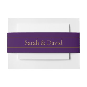 elegant customizable text | gold & deep purple invitation belly band