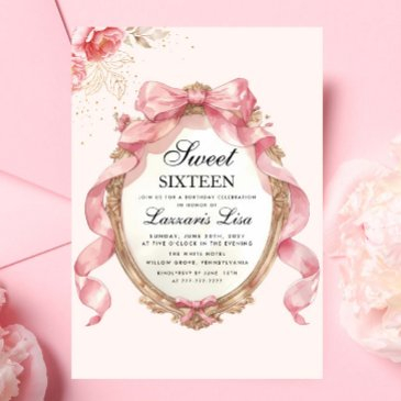 elegant & cute party floral birthday sweet sixteen invitation