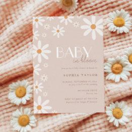 Small Elegant Daisy Baby In Bloom Baby Shower Invitation Front View