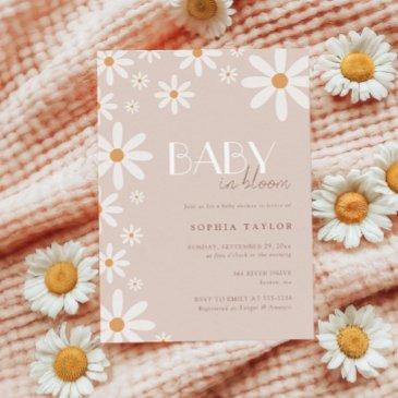 elegant daisy baby in bloom baby shower invitation