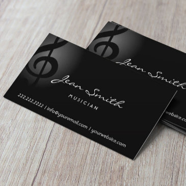 elegant dark clef musician business invitations