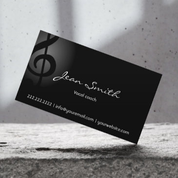 elegant dark clef vocal coach business invitations