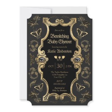 elegant dark victorian gothic baby shower invitation