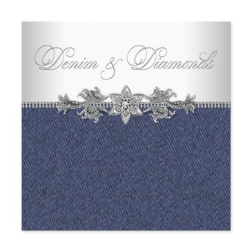 elegant denim and diamonds party invitation